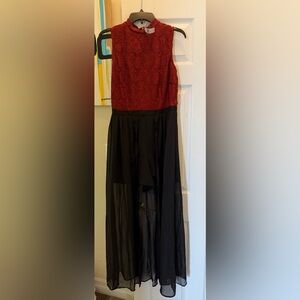New York & Company Red and Black Maxi Dress